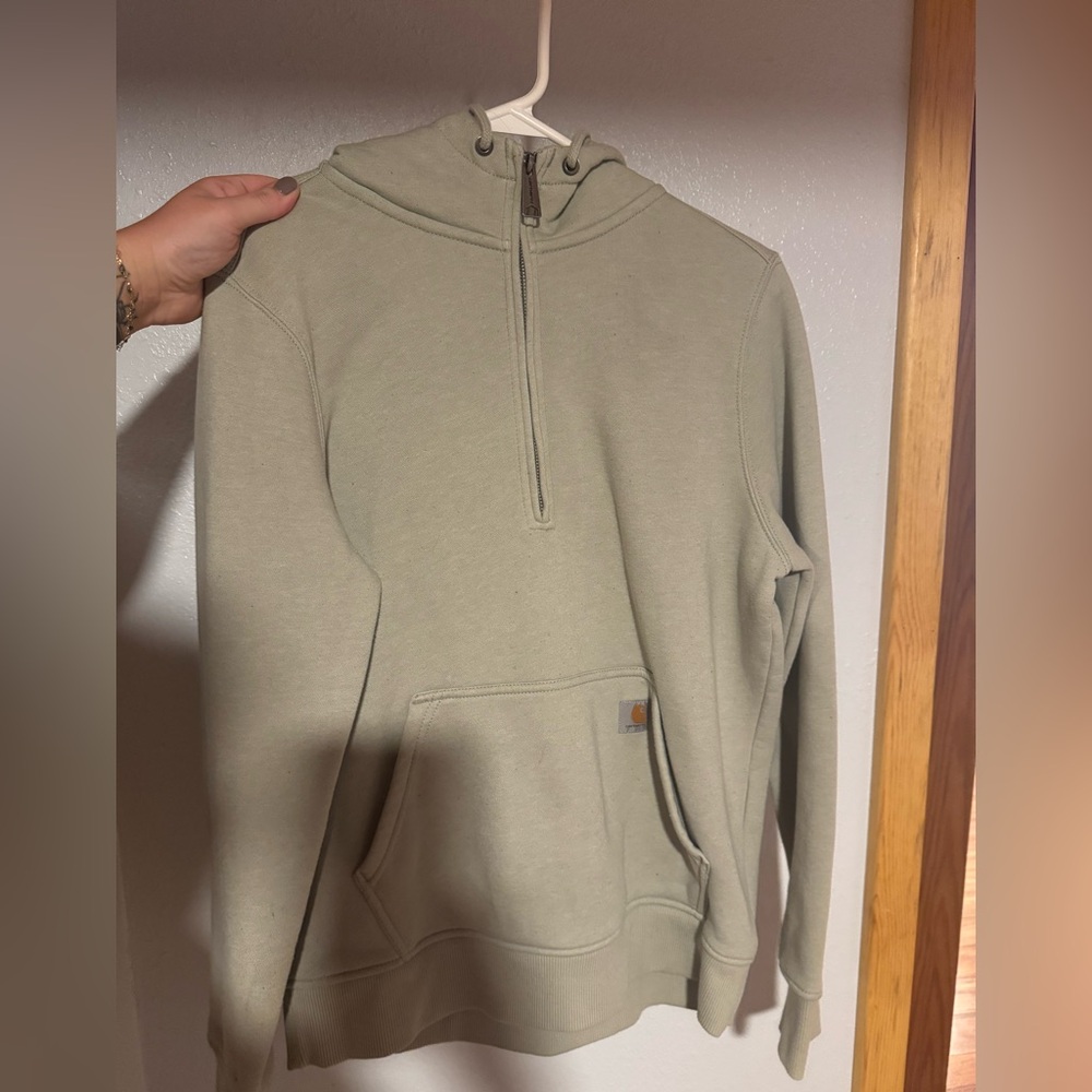 Carhartt Green Zip Up Sweater Classic Knit Design